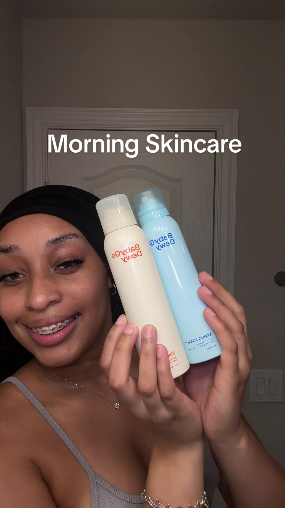 TikTok post by @_.iiamshay._ for Babygodewy Beauty. Caption reads: [...] Skincare Morning Routine 🤍 Ft.....
