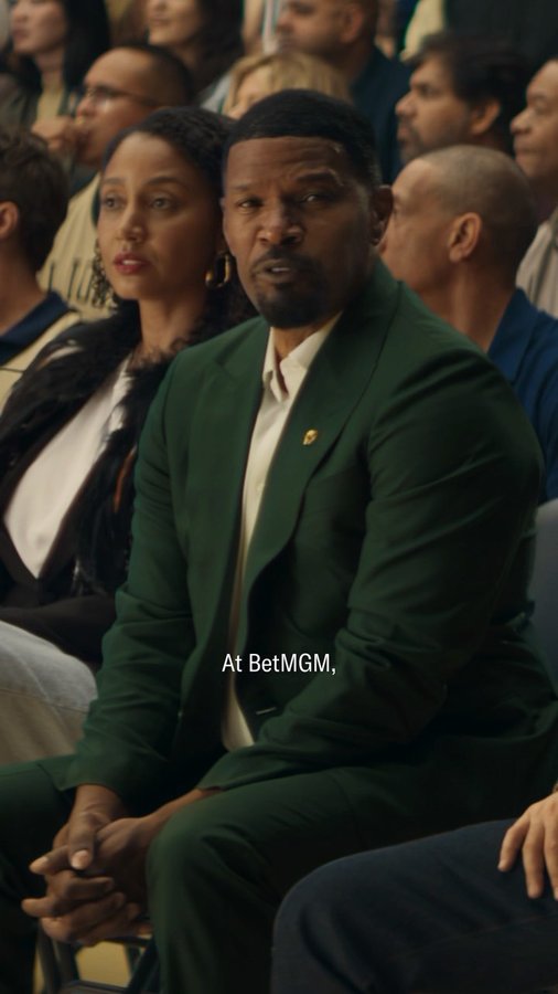 Instagram post by @iamjamiefoxx for BetMGM. Caption reads: [...] of myself in this ad? Yes. Does @BetMGM have....