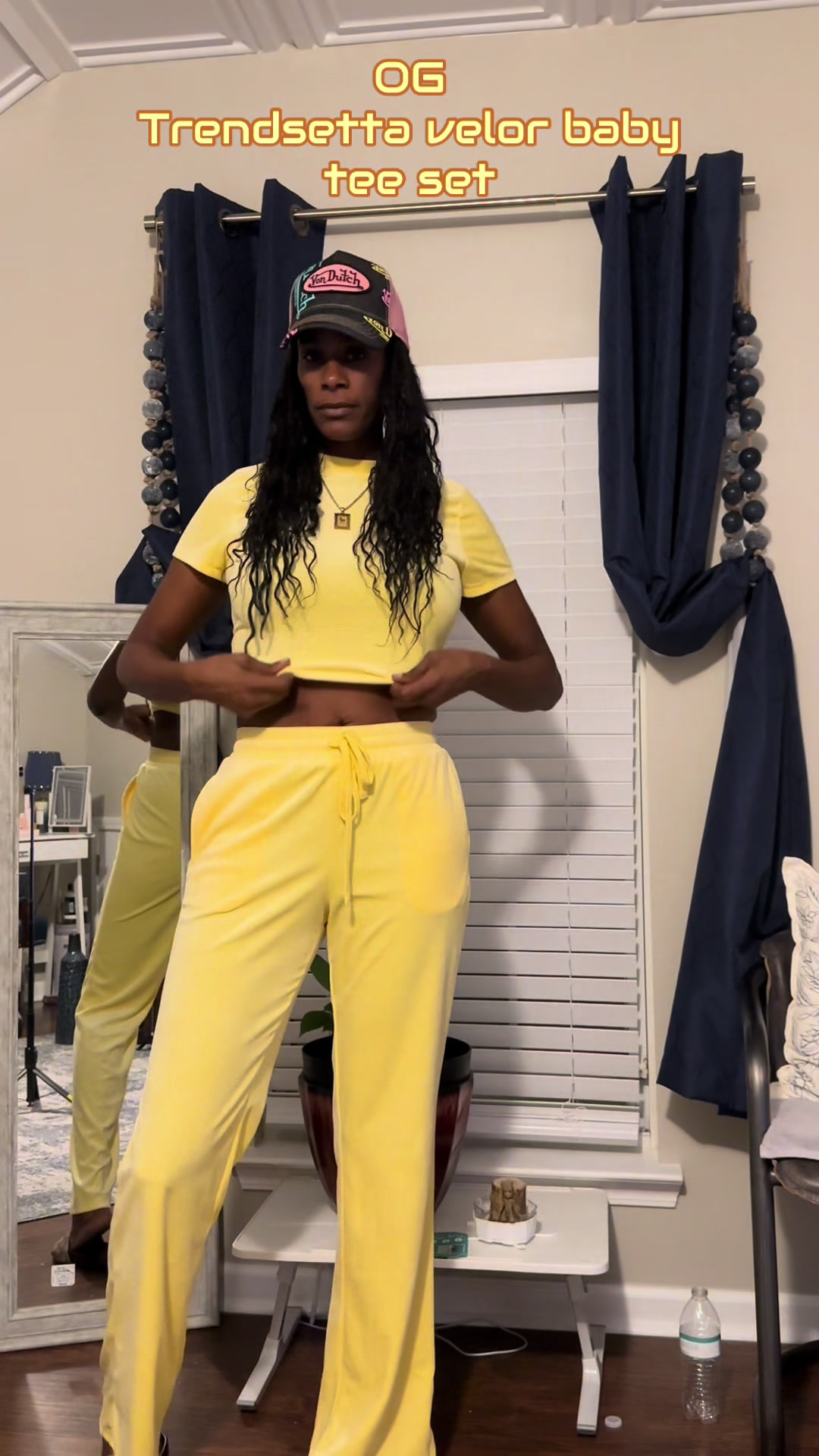 TikTok post by @unique_n_prettythings for Fashion Nova. Caption reads: [...] #velour #twopieceset from @Fashion Nova....