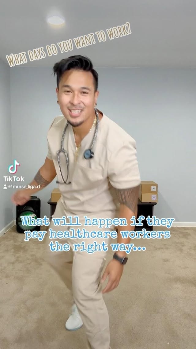 Instagram post by @np_liga.d for MDF Instruments. Caption reads: [...] Khaki top/bottom Stethoscope:....