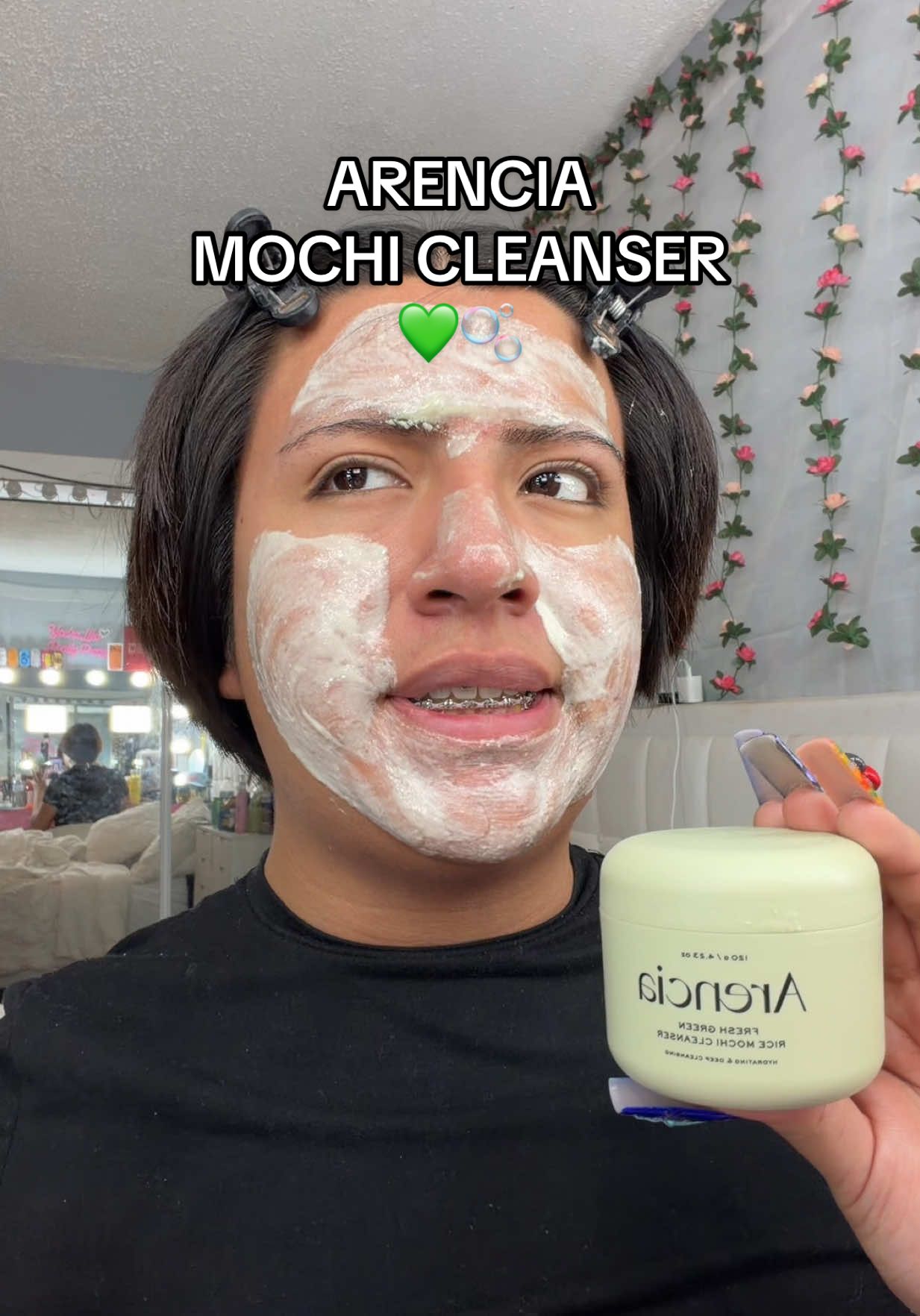 TikTok post by @.jessealvarez for arencia. Caption reads: The Arencia Fresh Green Rice Mochi Cleanser is....