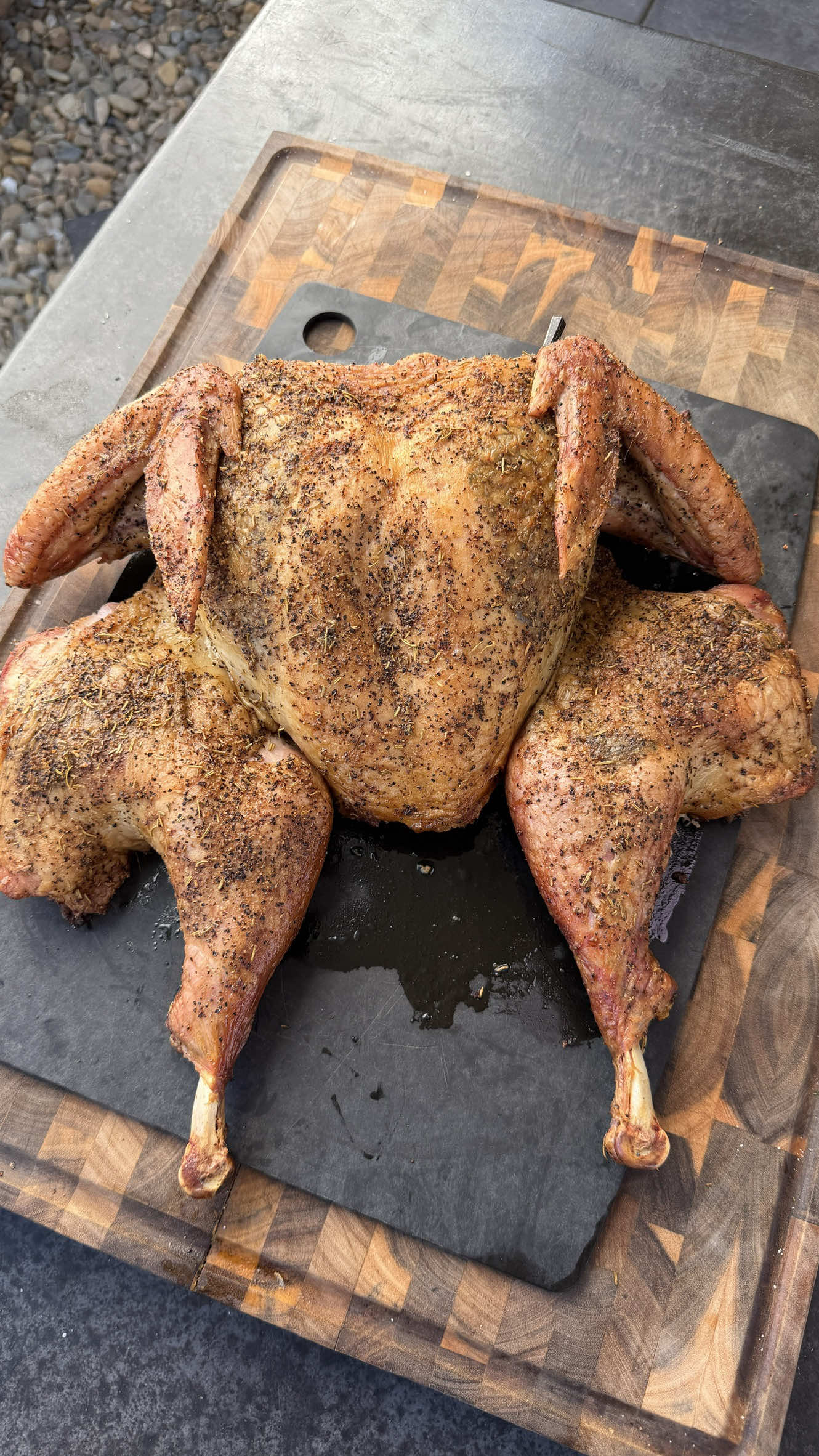 TikTok post by @cooking_with_fire for Pit Boss Grills. Caption reads: [...] Smoked Spatchcock Turkey on the @Pit Boss....