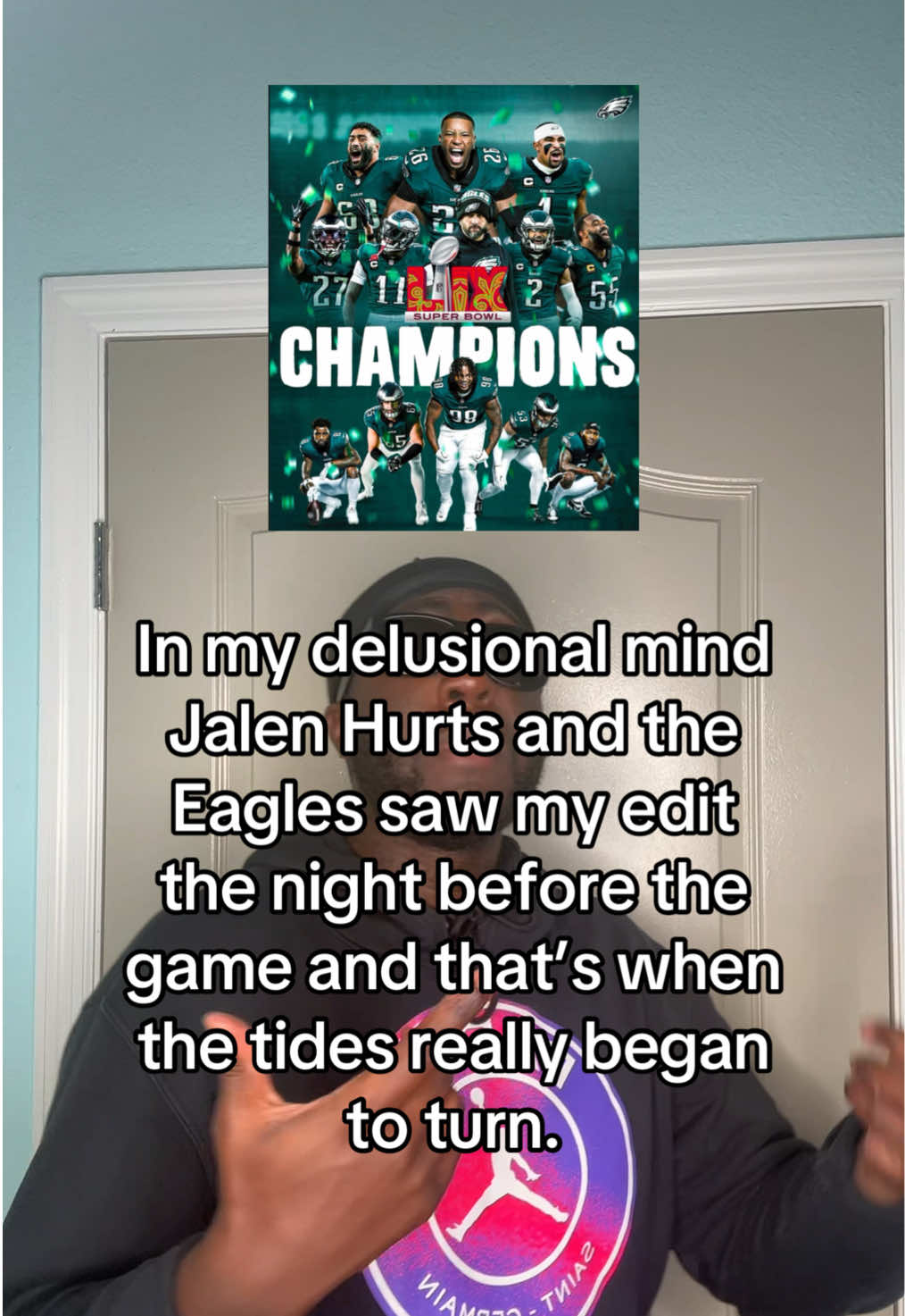 TikTok post by @kid.kevv4 for Philadelphia Eagles. Caption reads: @Philadelphia Eagles ring size: 7.5 #jalenhurts....