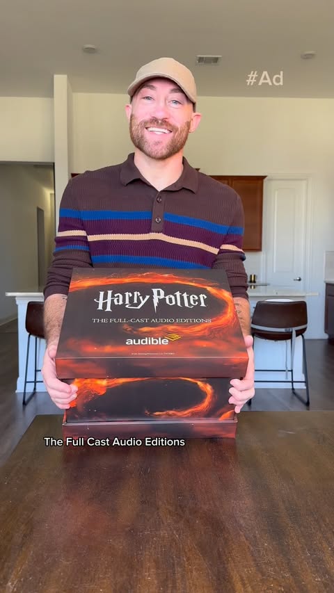 Instagram post by @jakobcl for Harry Potter. Caption reads: Now that I have my magical Audible listening trunk....
