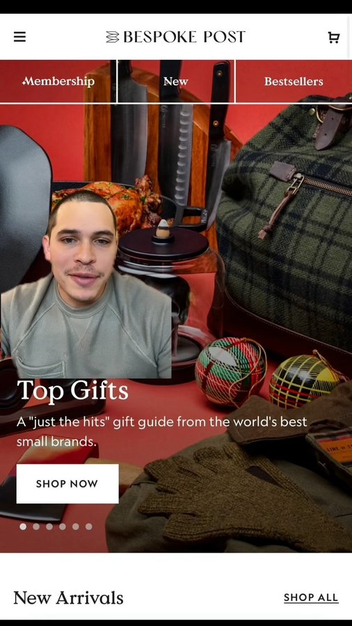 Instagram post by @therealprofessorx for Bespoke Post. Caption reads: @bespokepost is sure to have the perfect gift for....