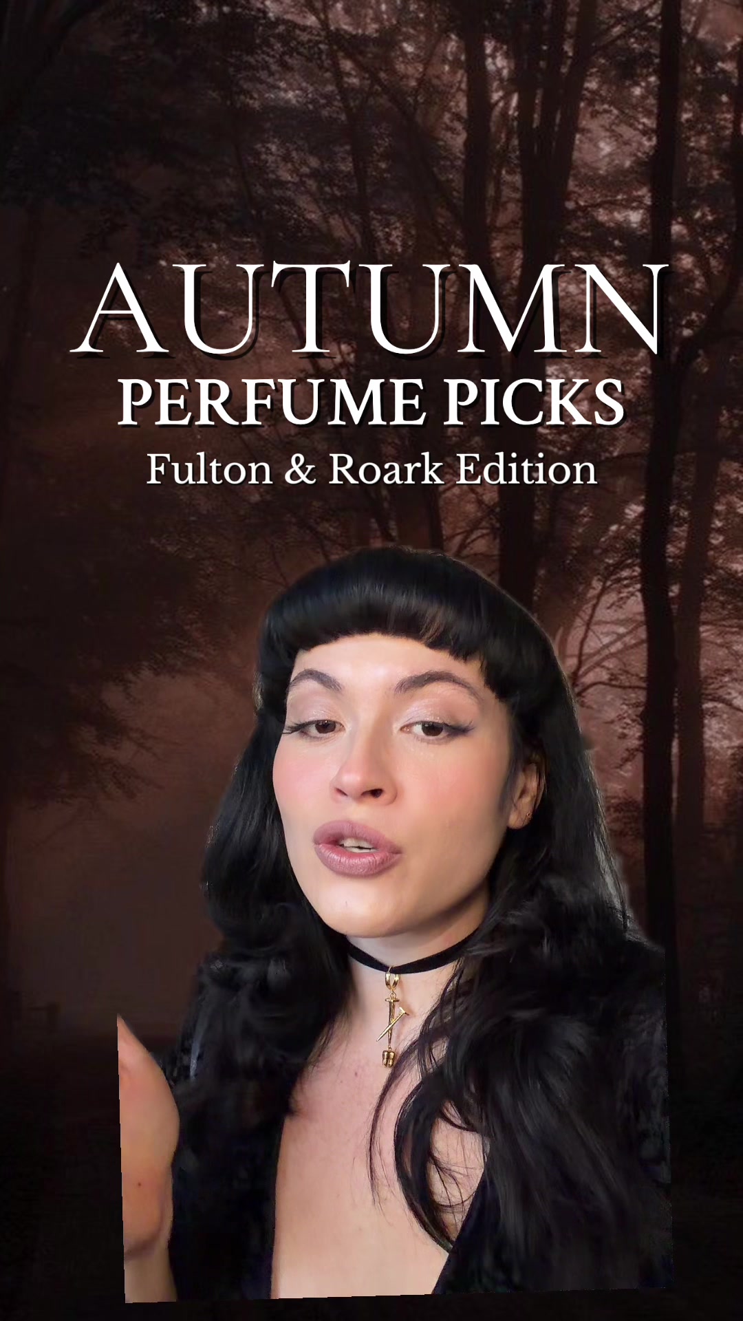TikTok post by @thewolfinlace for Fulton & Roark. Caption reads: #ad Autumnal Perfume Picks: @Fulton & Roark....