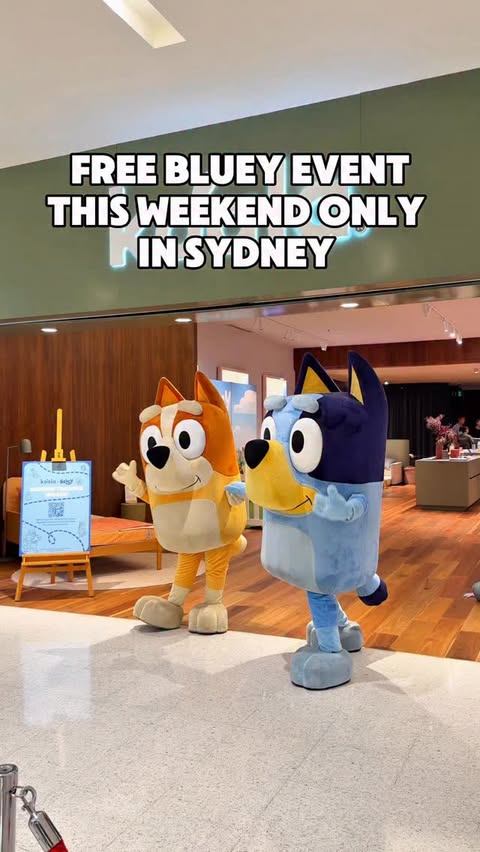 Instagram post by @anniesbucketlist for Bluey. Caption reads: @koala X @officialbluey Pop-up is here! For 2 days....