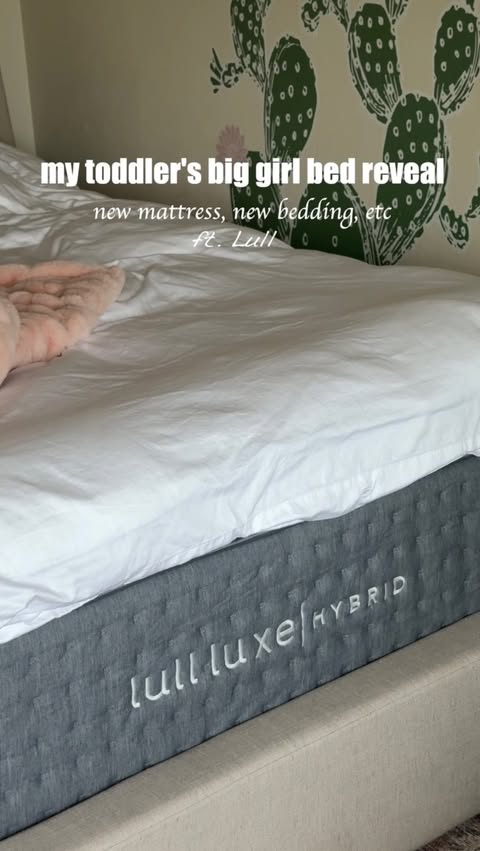 Instagram post by @adaatude for Lull. Caption reads: [...] my baby has a big girl bed! 🛌🥹💗👯‍♀️....