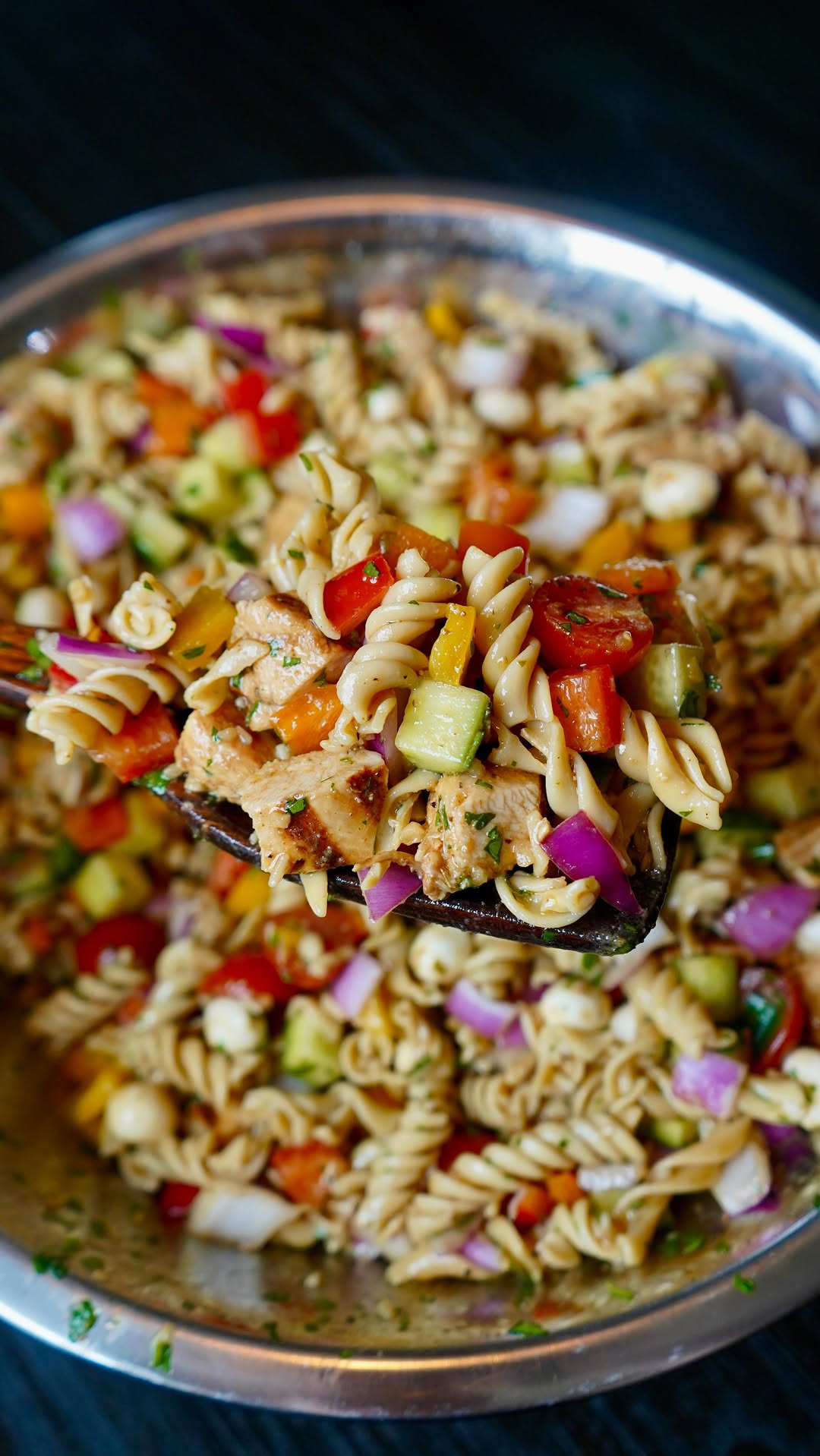 Instagram post by @calwillcookit for Banza. Caption reads: High-Protein Pasta Salad🔥 

This recipe is....