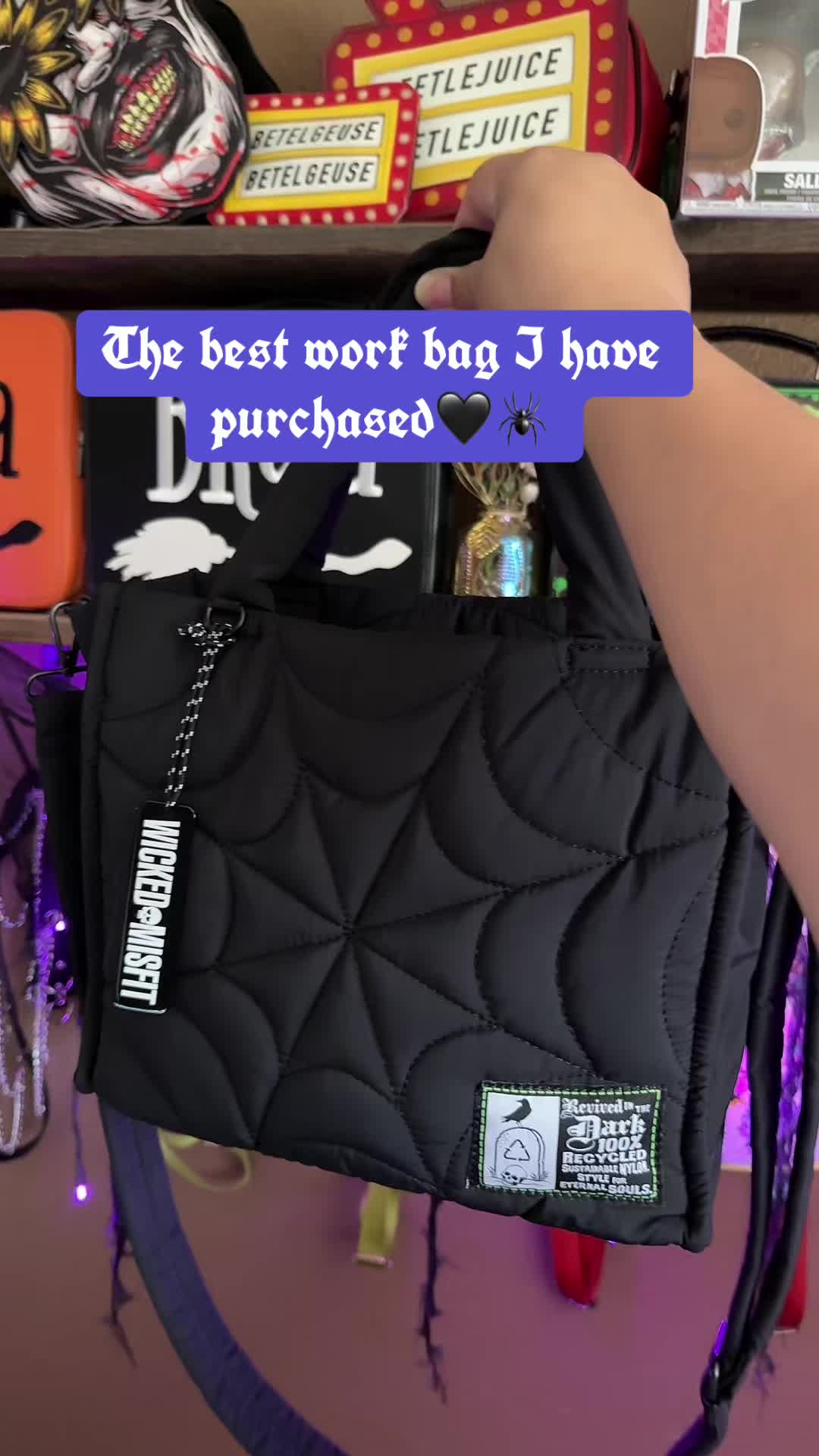 TikTok post by @elo_vega for Wicked Misfit. Caption reads: [...] #paraprofessional #workbag @Wicked Misfit....