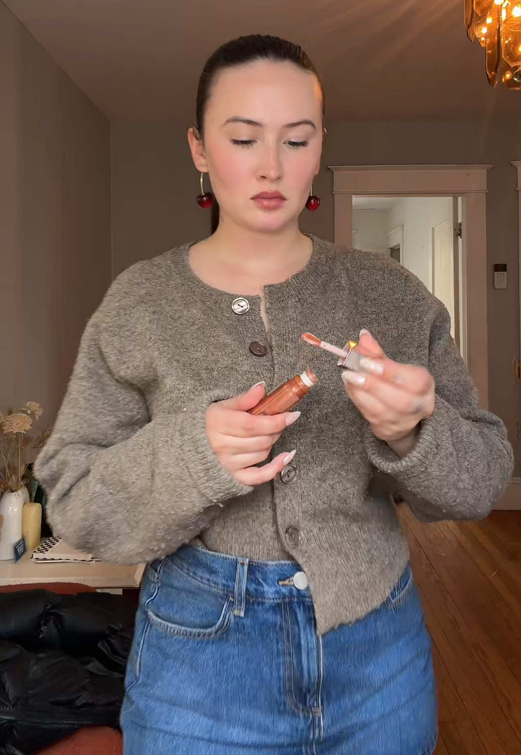 TikTok post by @ellievonthaden for Fenty Beauty. Caption reads: @Fenty Beauty #forthegirls #ootn #outfitcheck....