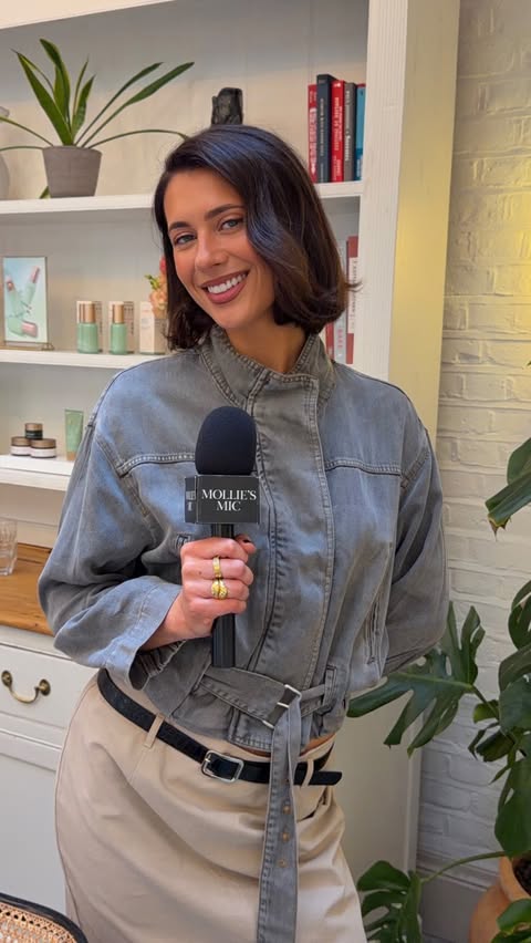 Instagram post by @molliecburdell for BIOSSANCE. Caption reads: ad Mollie’s Mic x Biossance 🥹💚 I hosted a lunch....