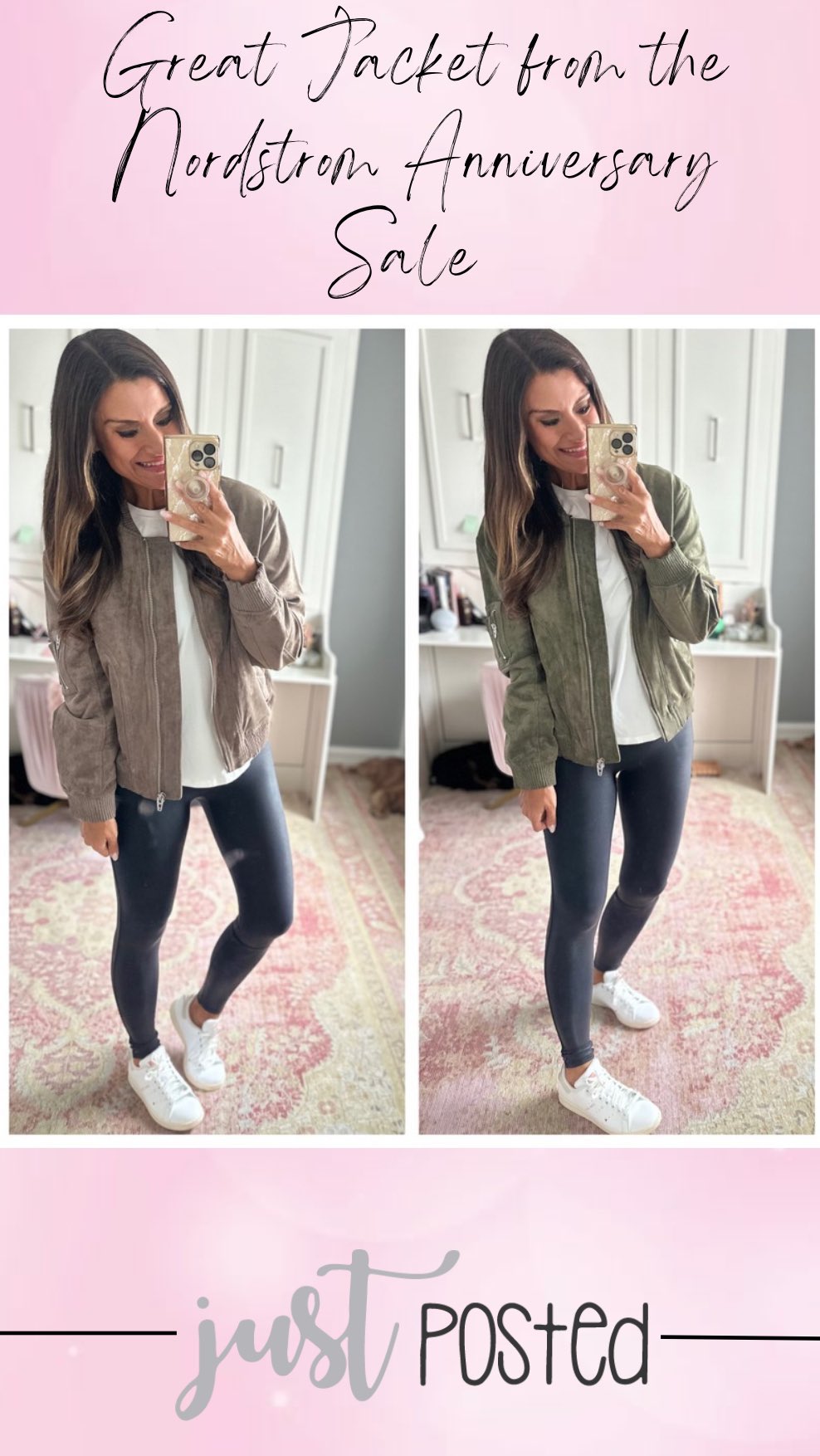 Instagram post by @justpostedblog for MagicLinks. Caption reads: #nordstrompartner I cannot believe this jacket....