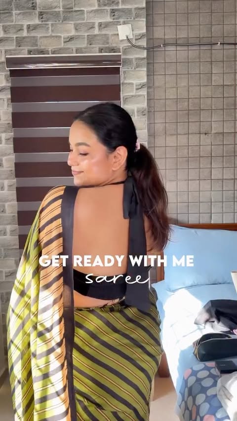 Instagram post by @lovedbymercybivin for Nykaa. Caption reads: Saree Get Ready With Me ❤️ Day....