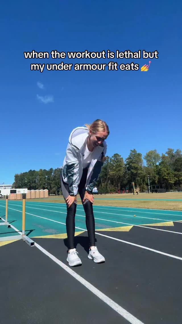 Instagram post by @mackenziesullivan for Under Armour Run. Caption reads: Fashionably fatal 😮‍💨💅 #uapartner....