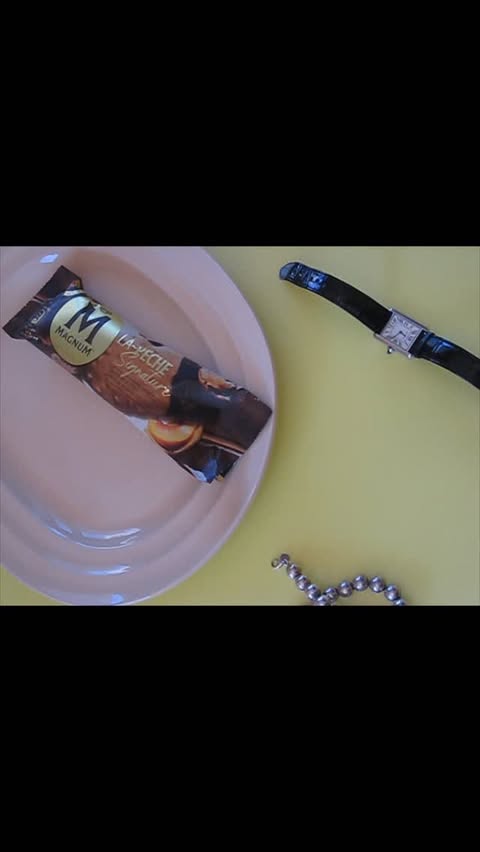Instagram post by @nadiakandil for Magnum Ice Cream. Caption reads: pleasure junkie with la pistache and la pêche.