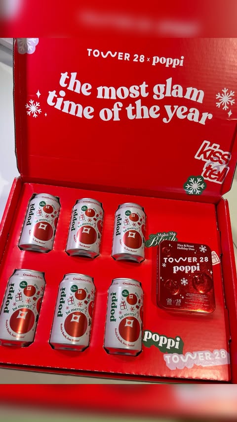 Instagram post by @lovebrielle19 for Tower 28 Beauty. Caption reads: Tower 28 X Poppi @Tower28Beauty @DrinkPoppi [...].