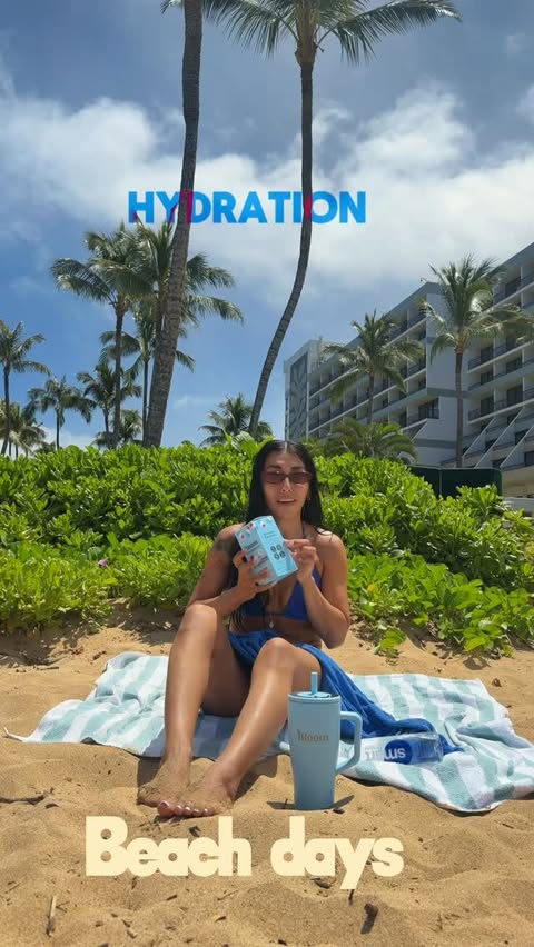 Instagram post by @monna___ for Hollister. Caption reads: [...] hydration sticks 🚀 . . Swimsuit :....