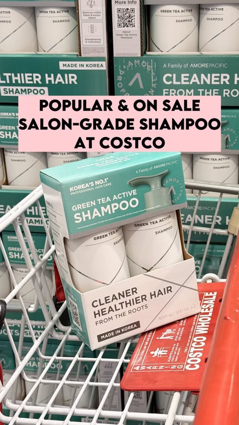 Instagram post by @costcoaisles for AMOS Professional. Caption reads: [...] salon hair care at Costco,....