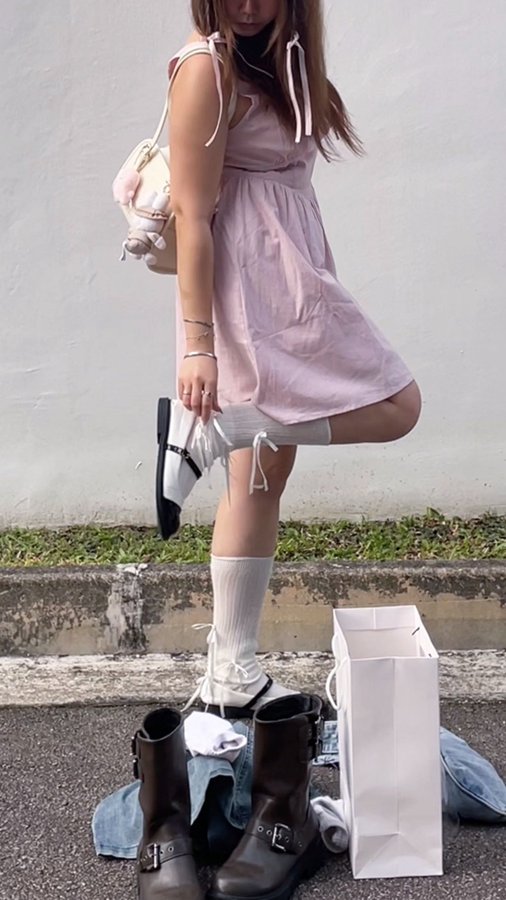 Instagram post by @chjnel for The Tinsel Rack. Caption reads: [...] ⛓️🎀

⋅˚₊ ୨୧ ‧₊˚ ⋅ wearing @thetinselrack's....