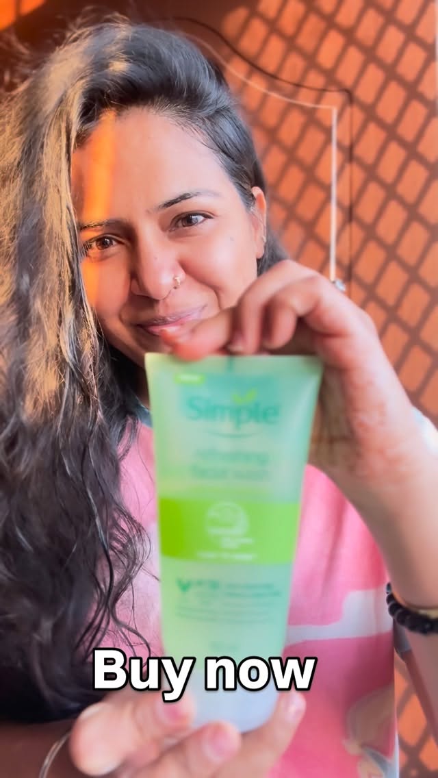 Instagram post by @krimishjaipurigirl3 for Simple Skincare. Caption reads: #AD Skincare that feels naturally good....