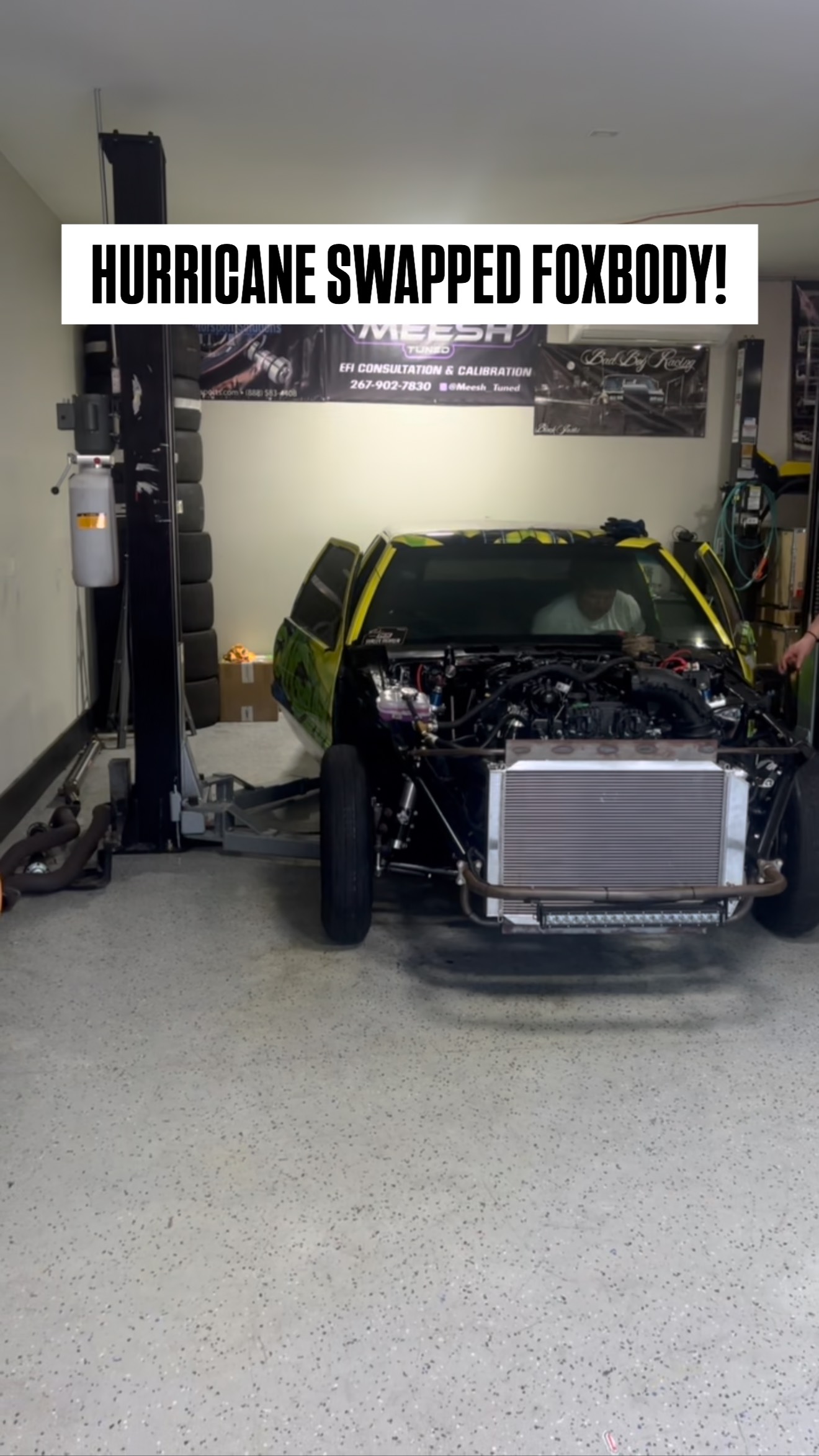 Instagram post by @hooliganbrothers for Dodge. Caption reads: Hurricane swapped Foxbody 🦊 🌀....