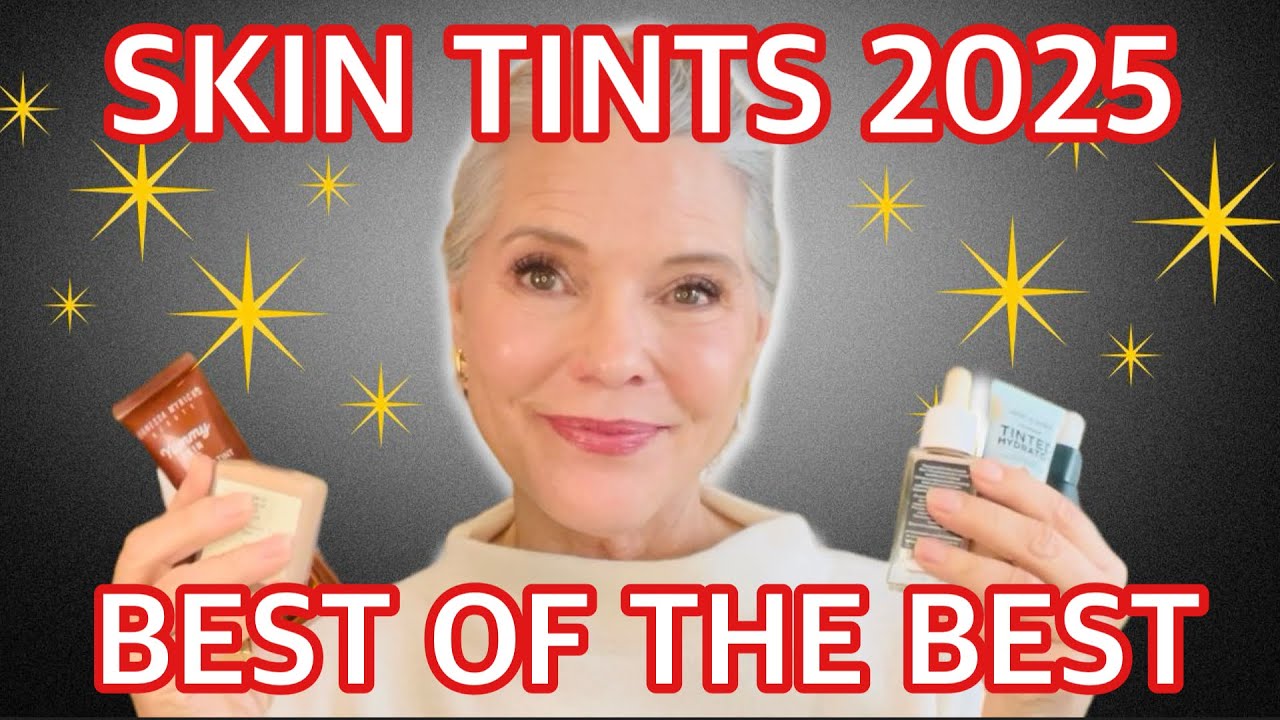 YouTube post by @TamarasTimelessBeauty for Banish. Caption reads: Top 10 Skin Tints for Dry Mature Skin 2025 (I've....