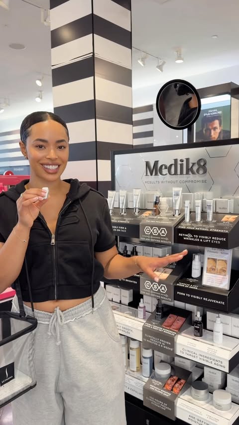 Instagram post by @shaielexis for Medik8. Caption reads: [...] clinical skincare brands, @officialmedik8 is....