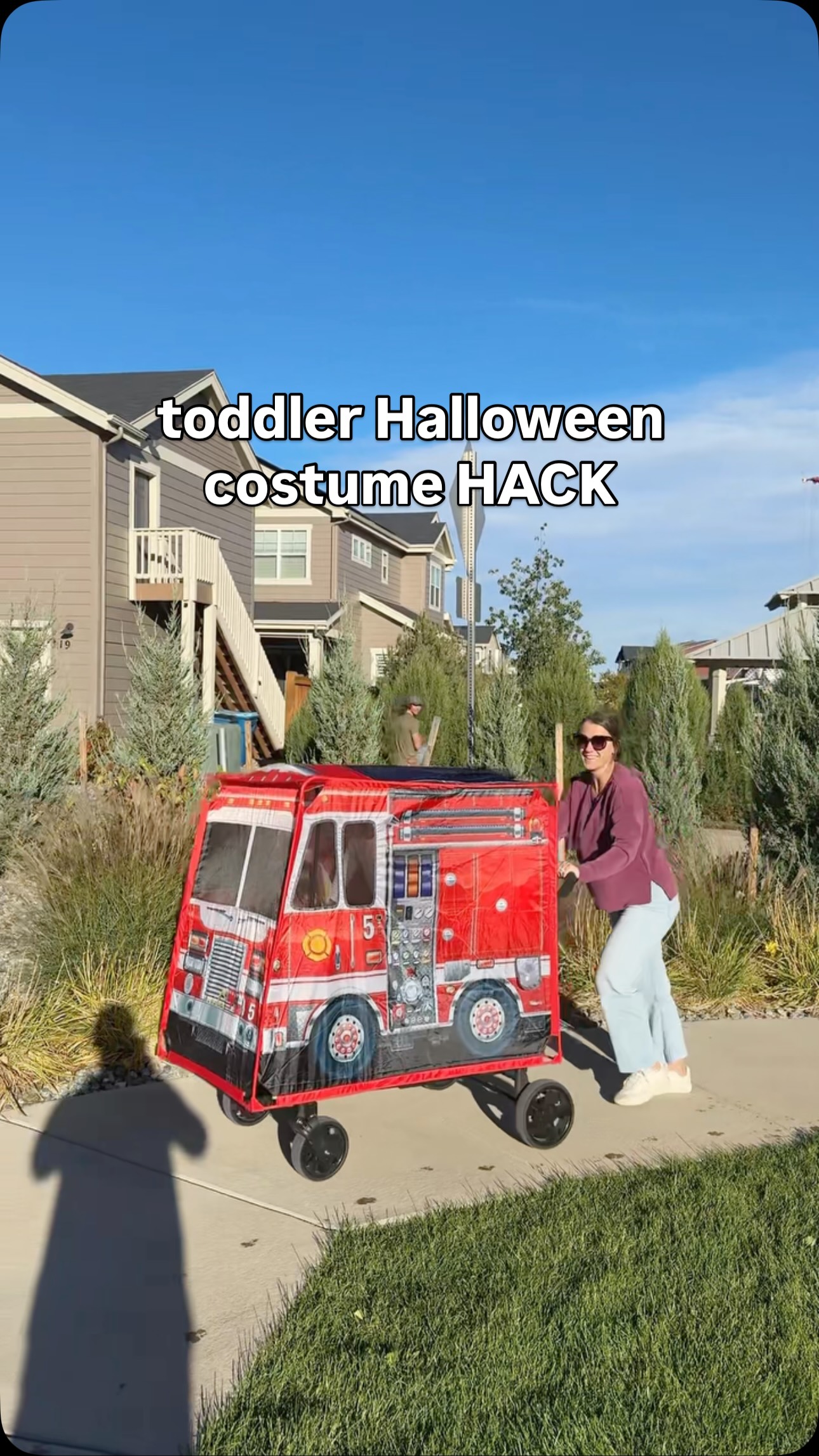 Instagram post by @twinsandatoddlertravel for Melissa & Doug. Caption reads: Halloween 2025 loading… 🚨🔥🧯🚒 

TENT for the....