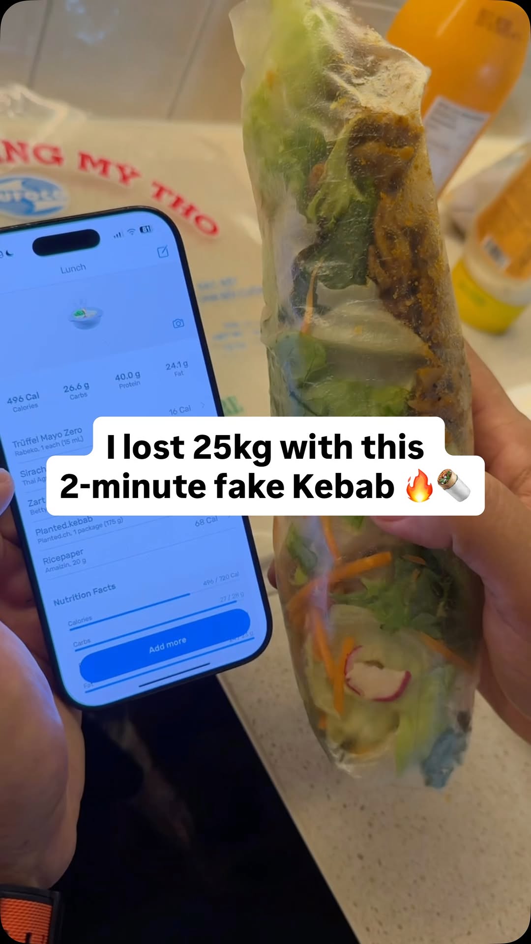 Instagram post by @alanfrei for Planted. Caption reads: My go-to fake kebab 💪 Quick, easy, and tasty 🔥.
