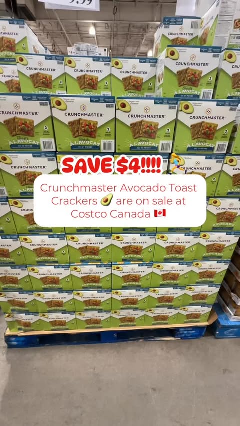 Instagram post by an influencer for Crunchmaster Crackers. Caption reads: [...] 🇨🇦 — save $4!! 👀💥 @crunchmastercrackers....