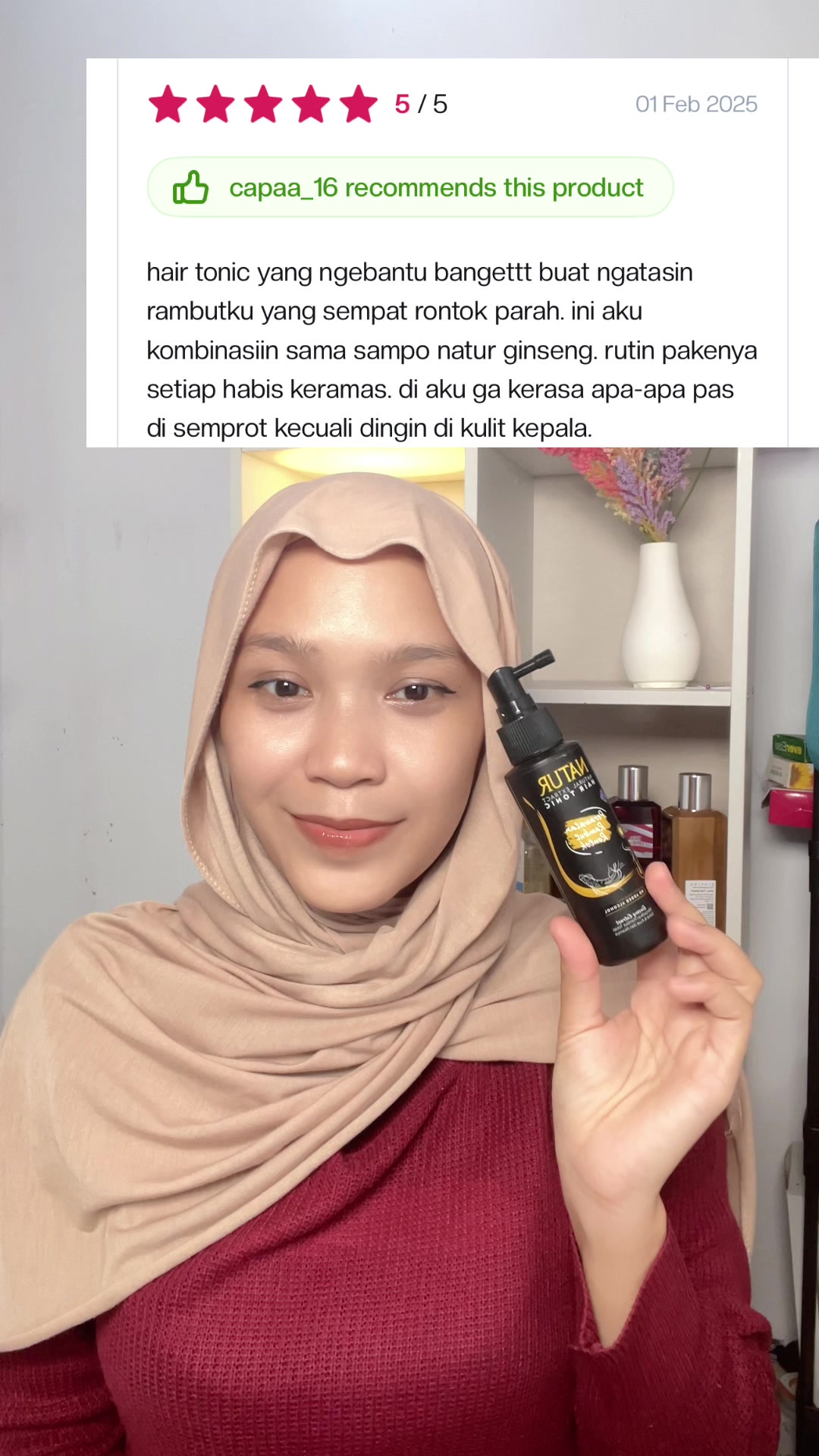 TikTok post by @tiankristiantii for Natur. Caption reads: Ga perlu di raguin lagi deh kalau memang produknya....