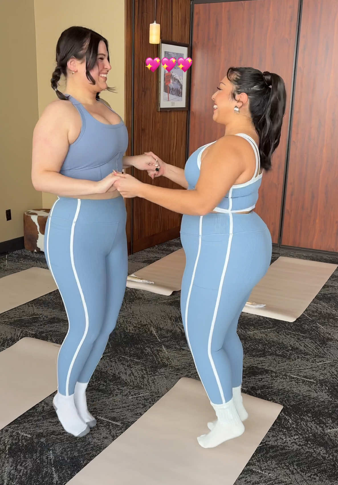 TikTok post by @arlettejeanett for Torrid. Caption reads: matching with my bestie💖 @Torrid workout sets!....