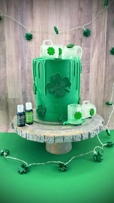 Instagram post by @erin.cakesandcupcakes for Chefmaster. Caption reads: [...] Isle ganache on tap this weekend is....