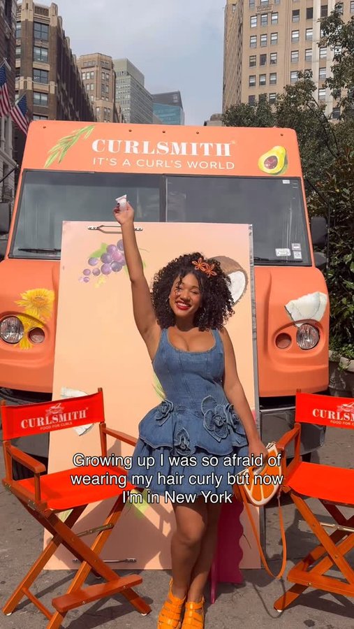 Instagram post by @colormecourtney for CURLSMITH. Caption reads: 👋🏾 I used to be so insecure of my curls &&& now....