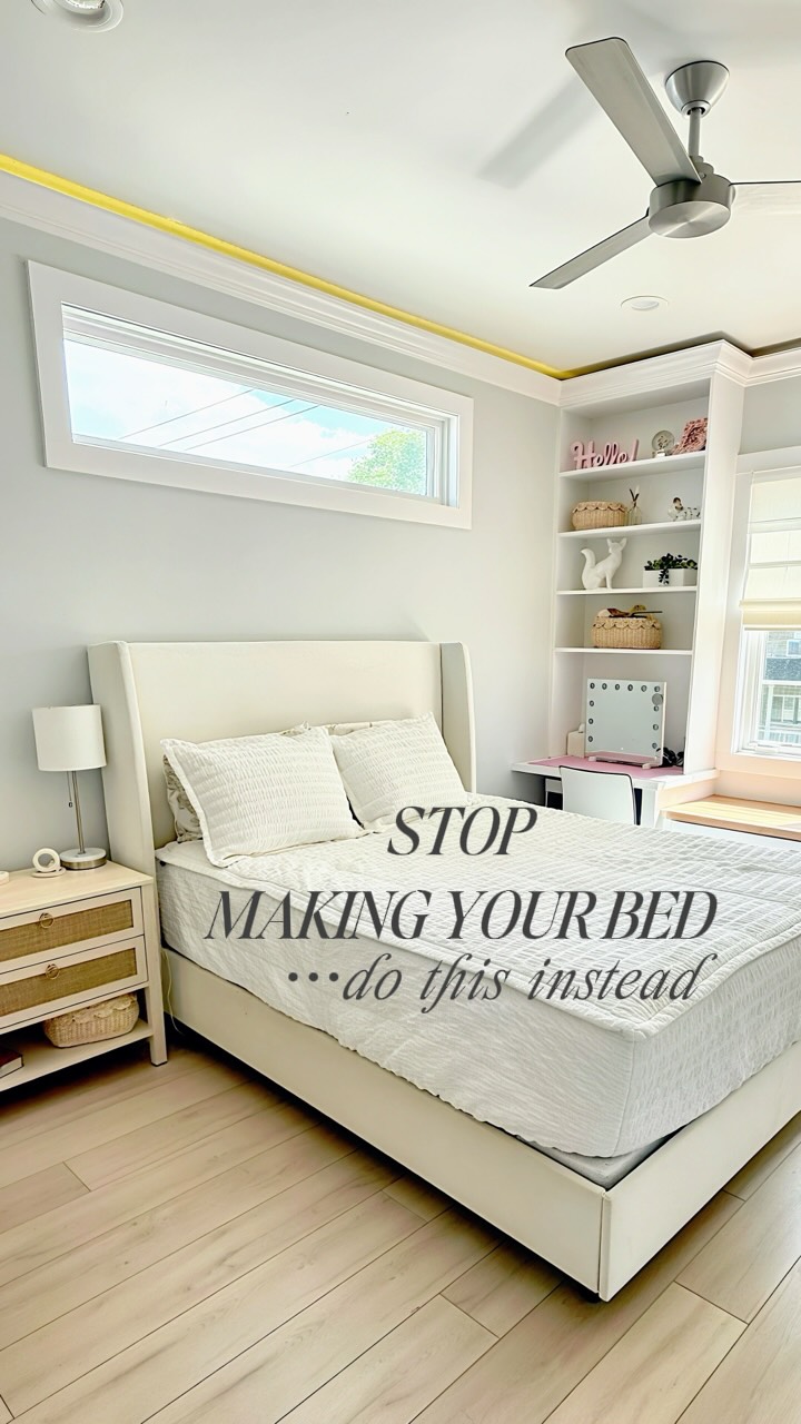 Instagram post by @theshannykate_style for Beddy's. Caption reads: If making the bed is the daily battle you never....