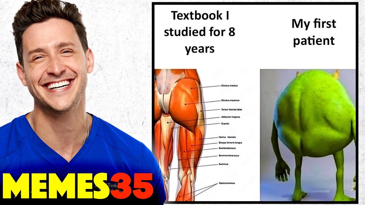 YouTube post by @DoctorMike for Kettle & Fire. Caption reads: Doctor Reacts To Hysterical Medical Memes.