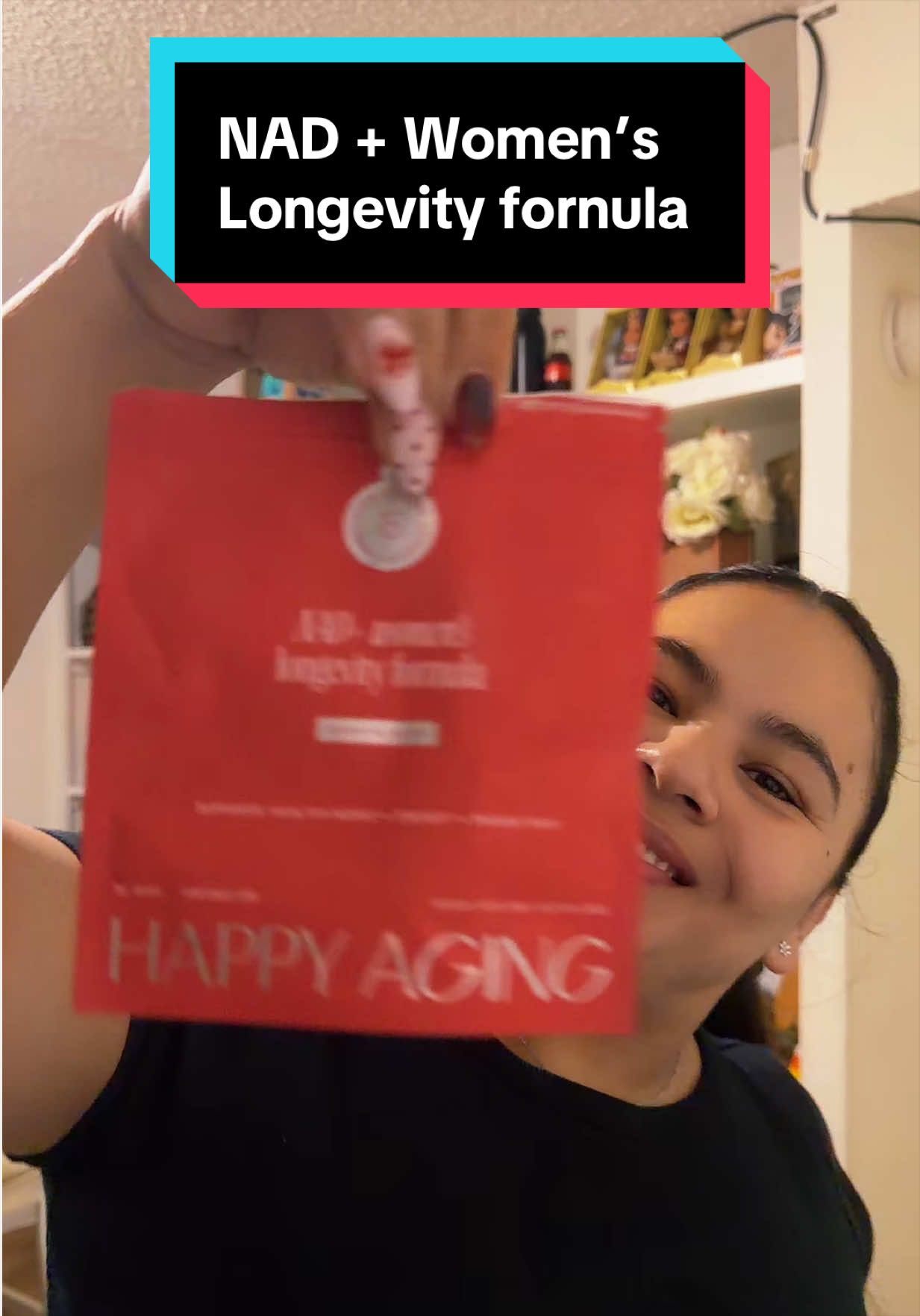 TikTok post by @cinthiarodriguez0505 for Happy Aging. Caption reads: Nad + women’s longevity formula @Happy Aging US....