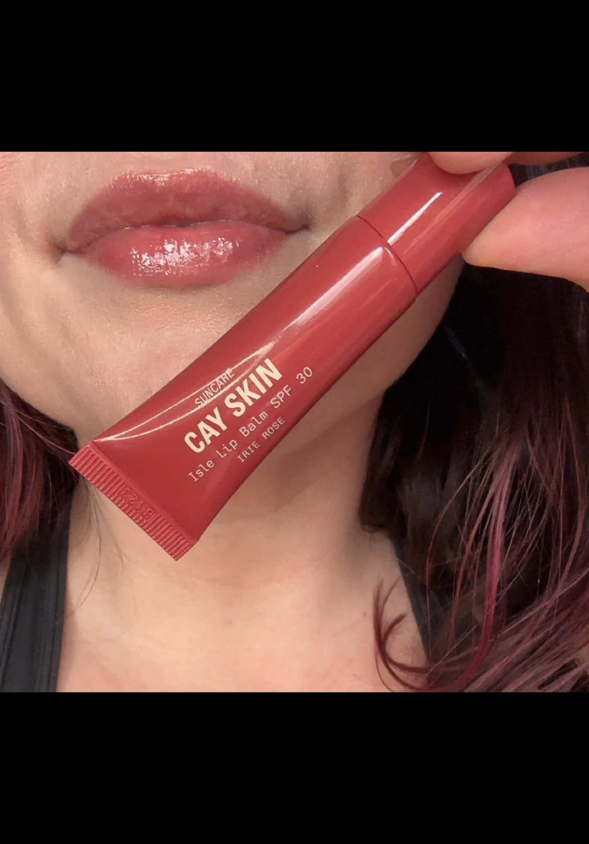 TikTok post by @sarah.reviews.23 for Cay Skin. Caption reads: [...] BALM SPF 30 in the shade Irie Rose by @Cay....