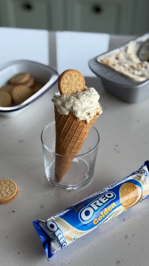 Instagram post by @parthbajaj for OREO. Caption reads: [...] ice cream with the new Oreo Golden....