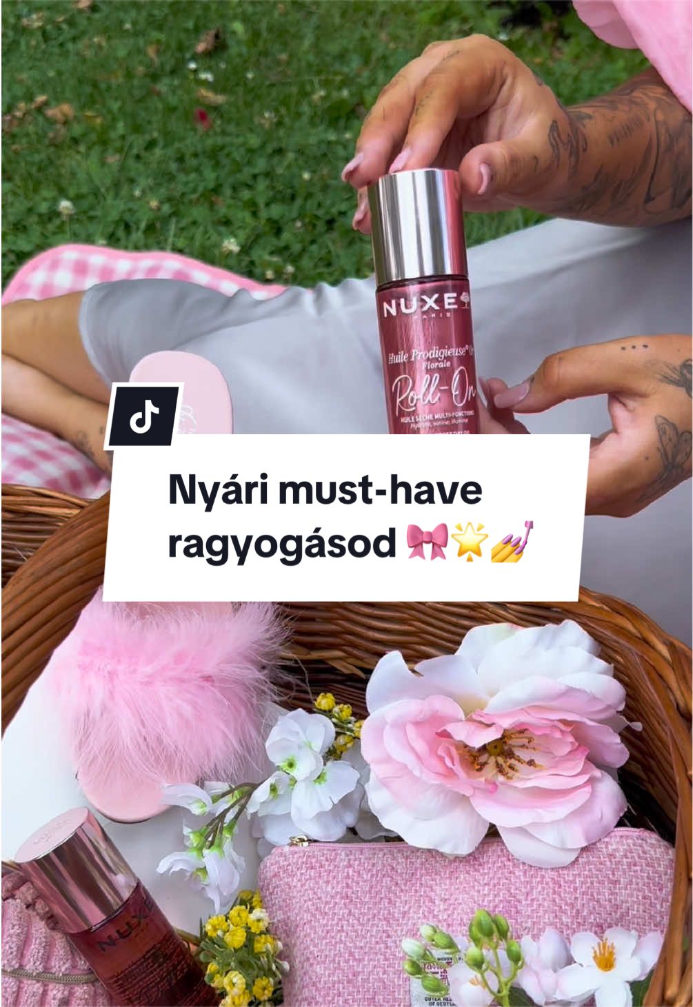 TikTok post by @itsdiana_m for NUXE. Caption reads: [...] 🤭🌅 Keresd a patikákban! 🛍️ @Nuxe 🤍....