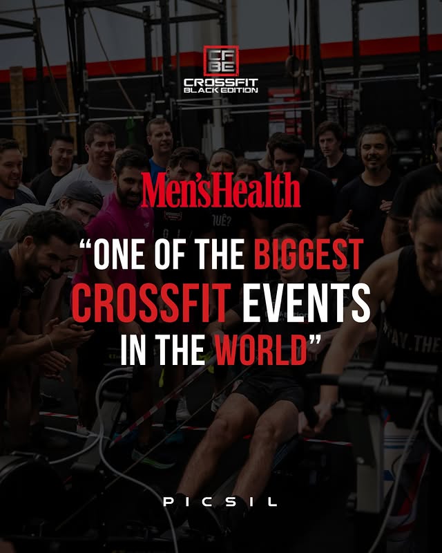 Instagram post by @cfblackedition for CrossFit. Caption reads: [...] . . . #menshealth #portugal #open2026....