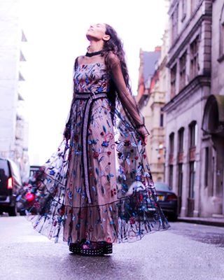 Instagram post by @ciinderellabalthazar for London Fashion Week. Caption reads: 👗MAISON VERMILLION👗
.
🇬🇧EN : What means....