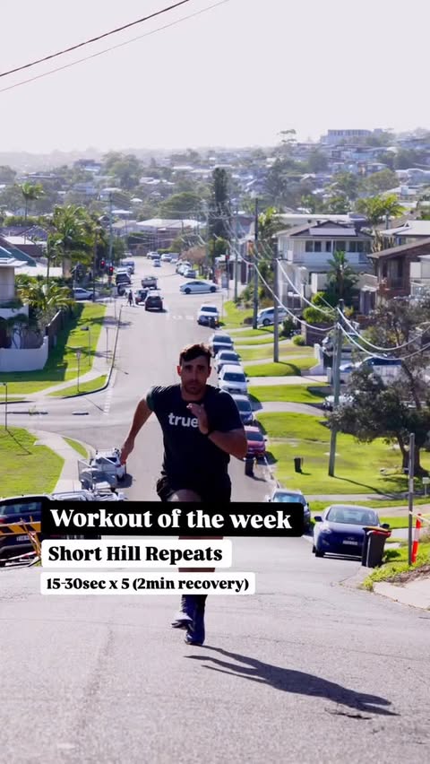 Instagram post by @thephysiobros_ for True Protein. Caption reads: Benefits of Hill Sprints: 💪🏼 Strength....