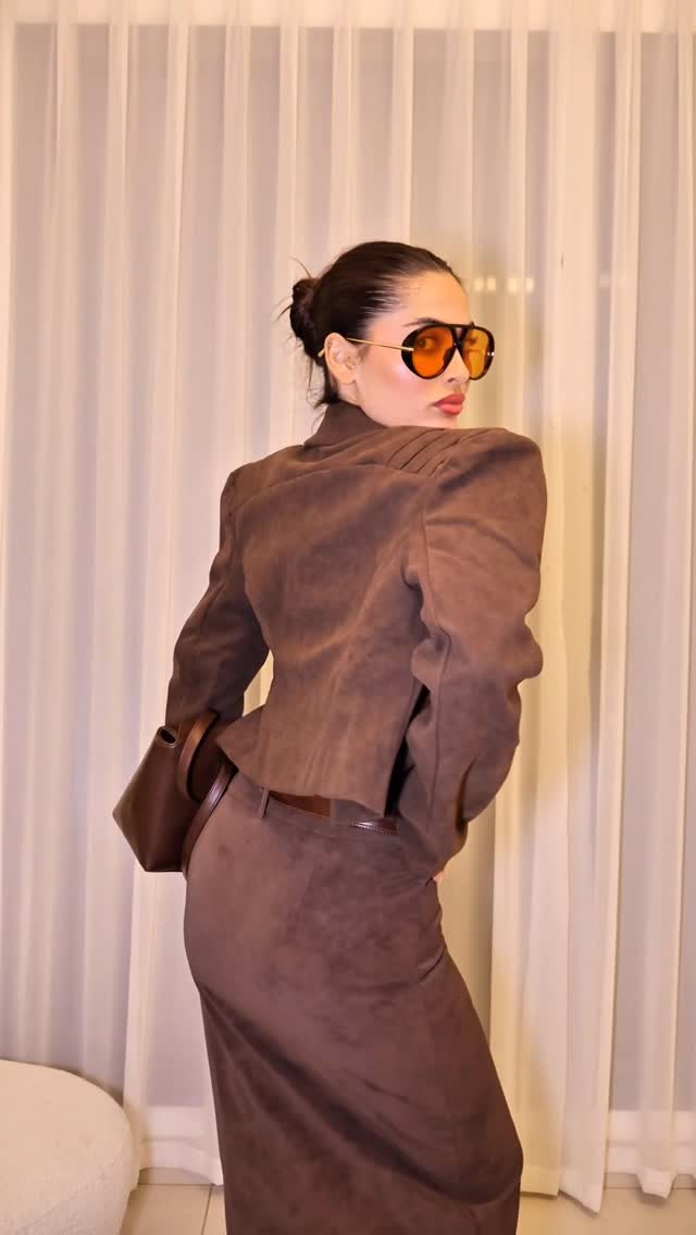 Instagram post by @asiyeekarakus for Missguided. Caption reads: Suede season 🍂🤎
@sheingermany @sheinofficial....