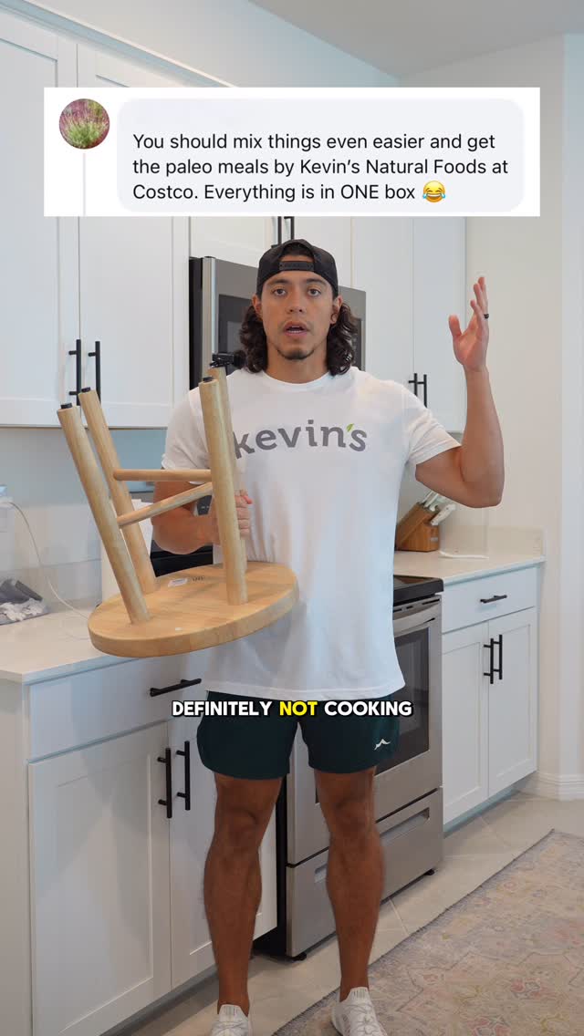 Instagram post by @coachjohnnoel for Kevins Natural Foods. Caption reads: Find @kevins.natural.foods Meal Kits in the....