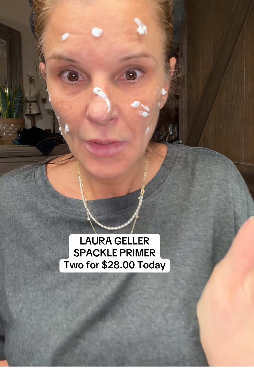 TikTok post by @stacyspage for – Laura Geller. Caption reads: [...] Beauty #makeupformatureskin #laurageller....