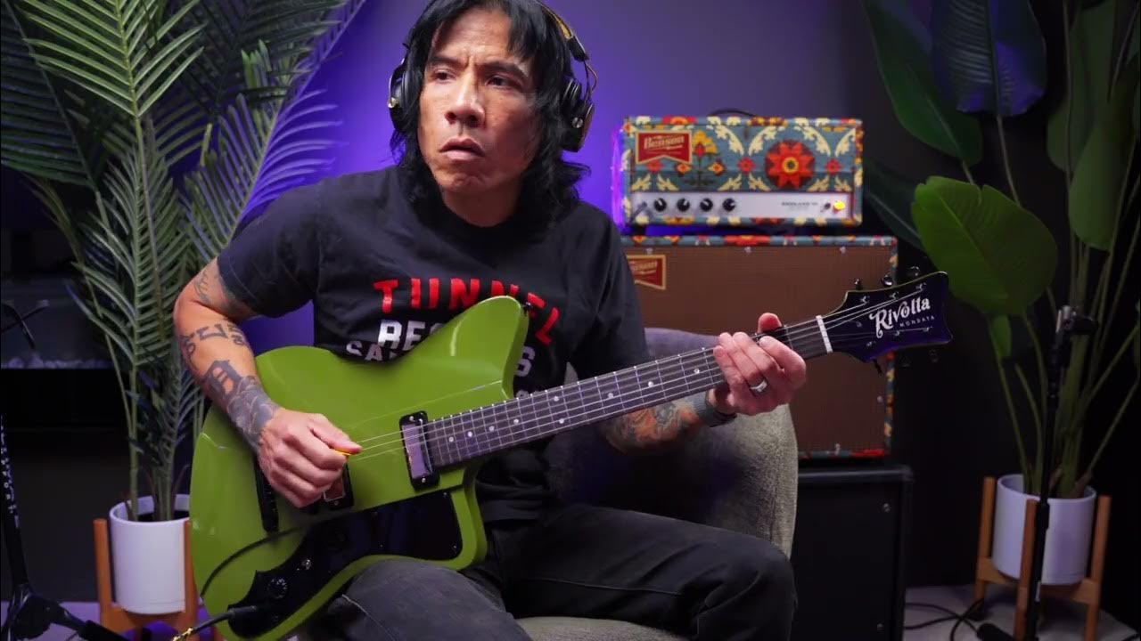YouTube post by @RJRonquillo for Thomann. Caption reads: Rivolta Mondata Jr Midnight LTD.