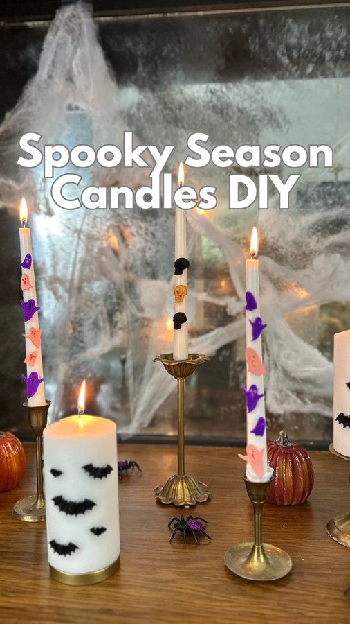Instagram post by @averagebutinspired for Sculpey. Caption reads: [...] this DIY Halloween candle craft! Liquid....