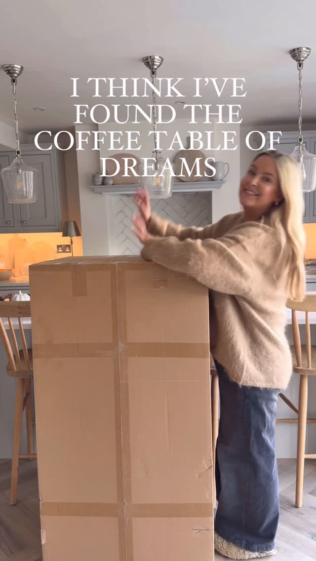 Instagram post by @jade.sweeney_ for The Cotswold Company. Caption reads: UNBOX MY NEW COFFEE TABLE WITH ME 

Not an ad in....